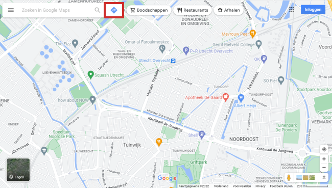 Wandelroute plannen in Google Maps.